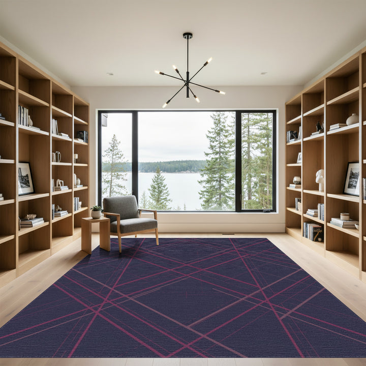 Deep Plum Intersecting Lines Rug