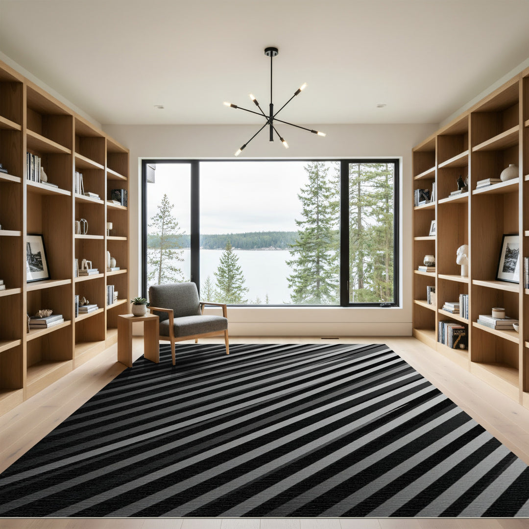 Monochromatic Diagonal Stripe Composition Rug