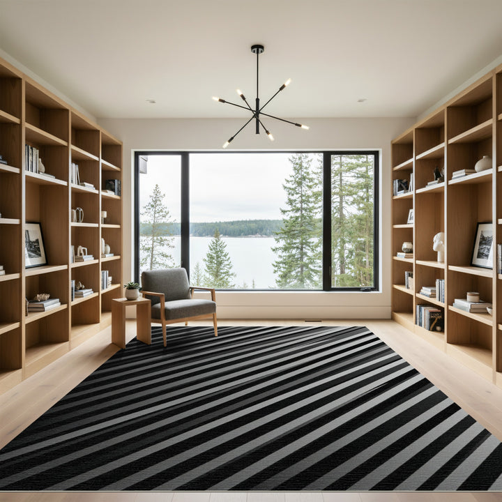 Monochromatic Diagonal Stripe Composition Rug