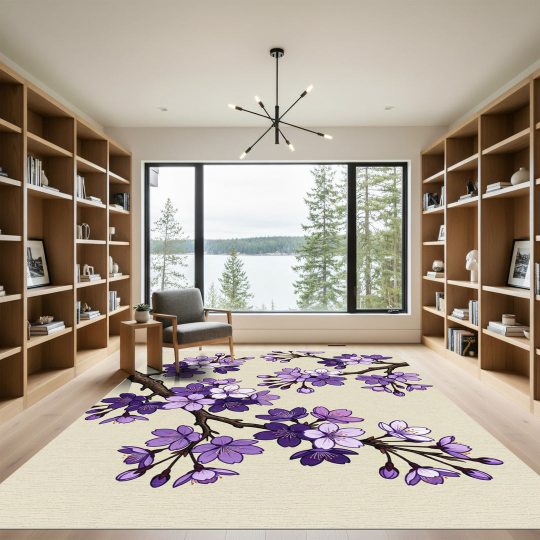 Purple Cherry Blossom Branches Rug