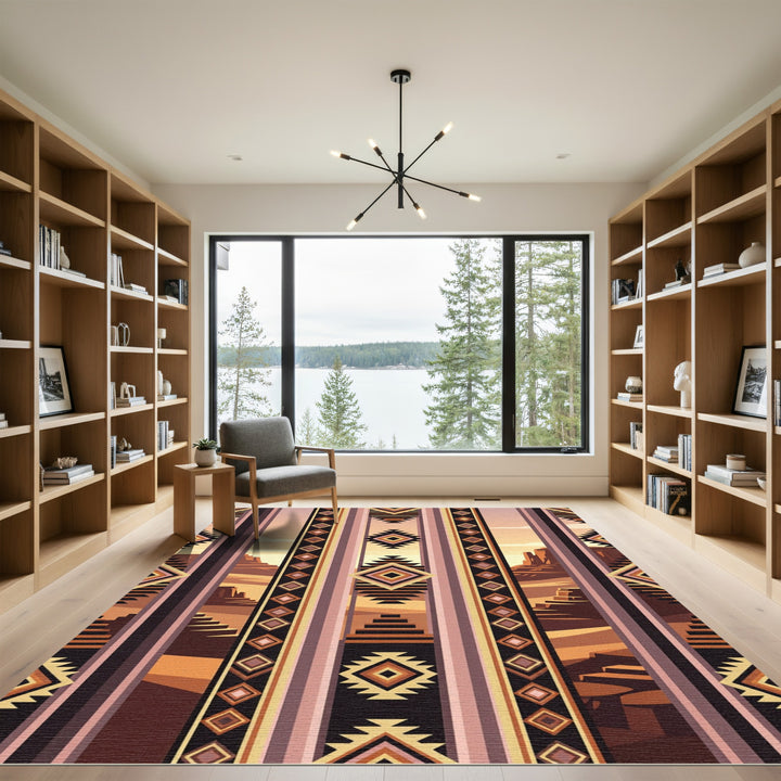 Earthy Southwest Tribal Diamond Stripes Rug