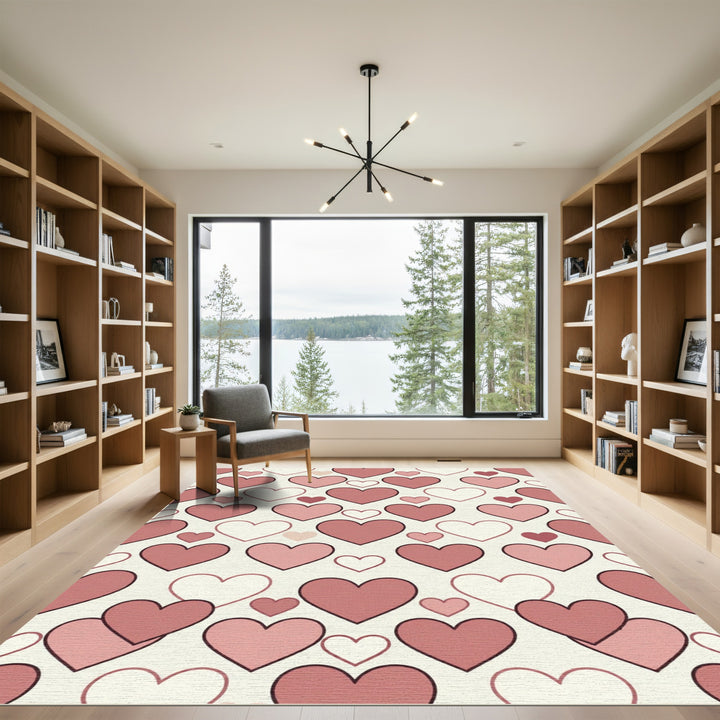 Romantic Pink Hearts All Over Rug