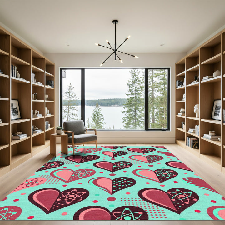 Atomic Heart Geometric Teal Pink Rug