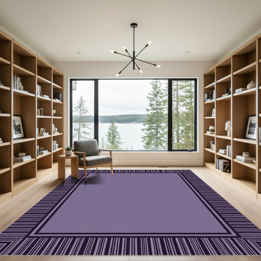 Amethyst Stripes Border Framing Lavender Rug