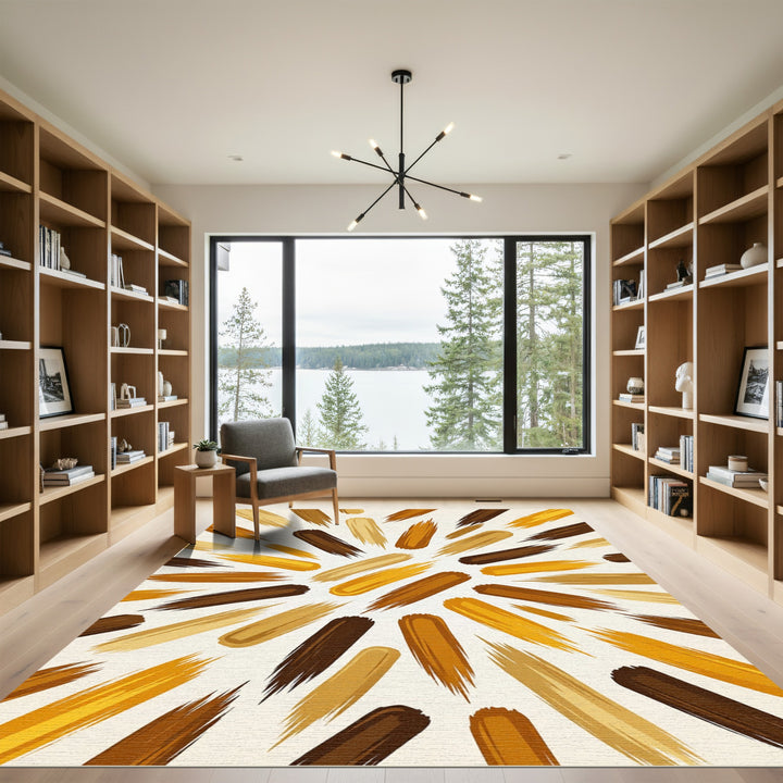 Abstract Brushstroke Earth Tone Rug