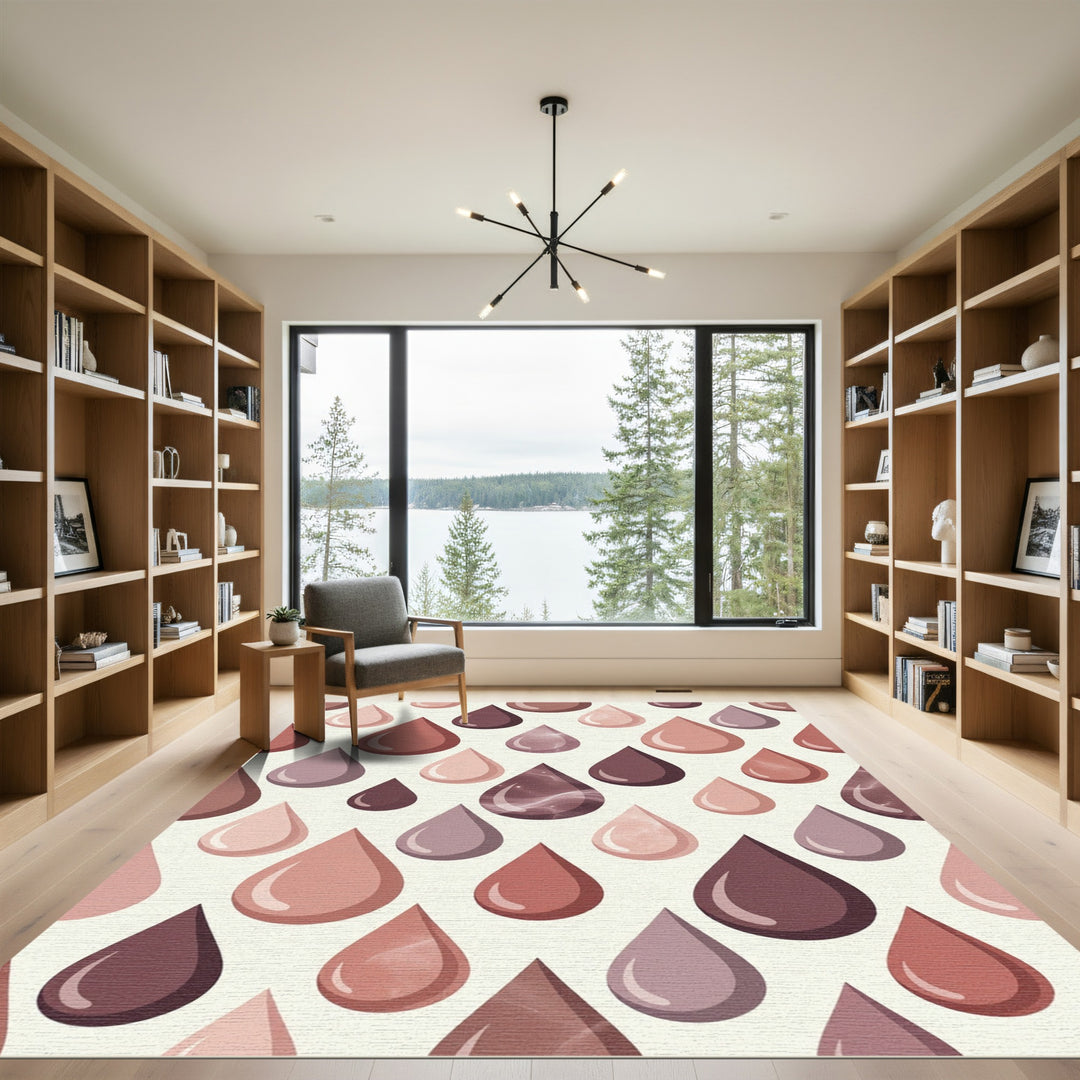 Red Pink Purple Droplet Pattern Rug