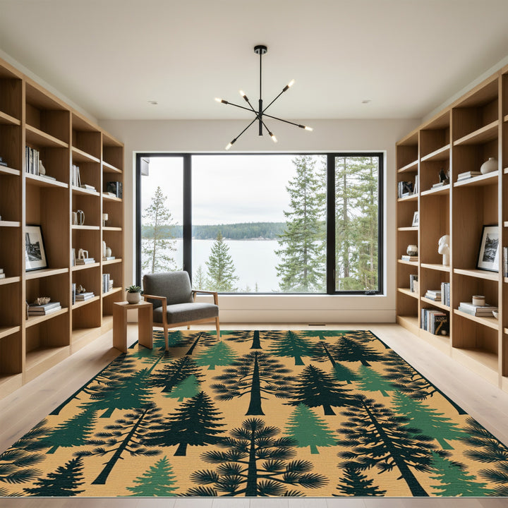 Forest Evergreen Trees Silhouette Rug