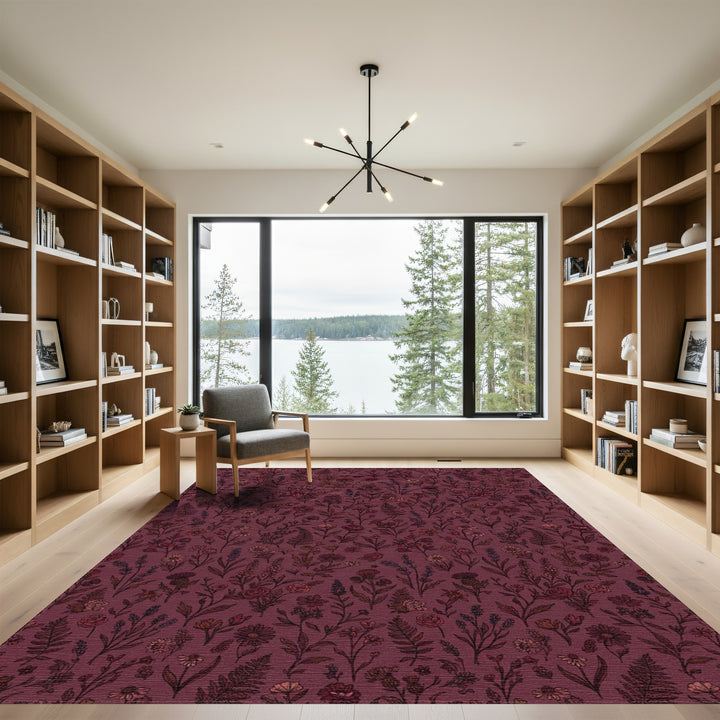 Dark Burgundy Wildflower Meadow Rug