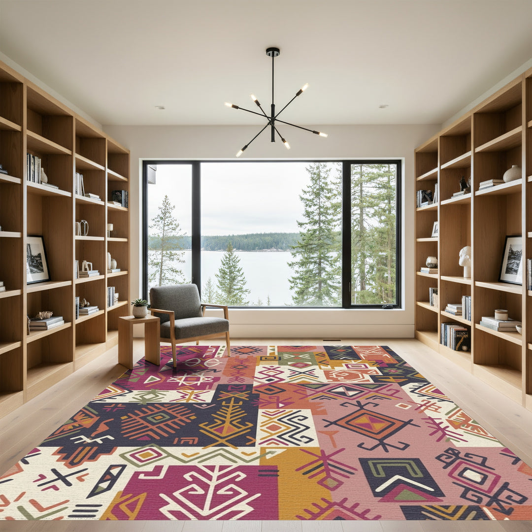 Bold Ethnic Geometric Patchwork Rug