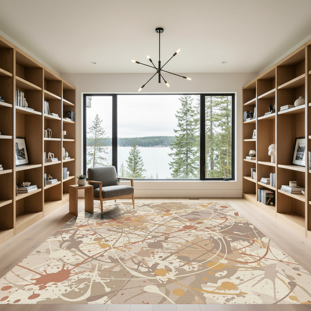 Earthy Tone Splatter Abstract Rug