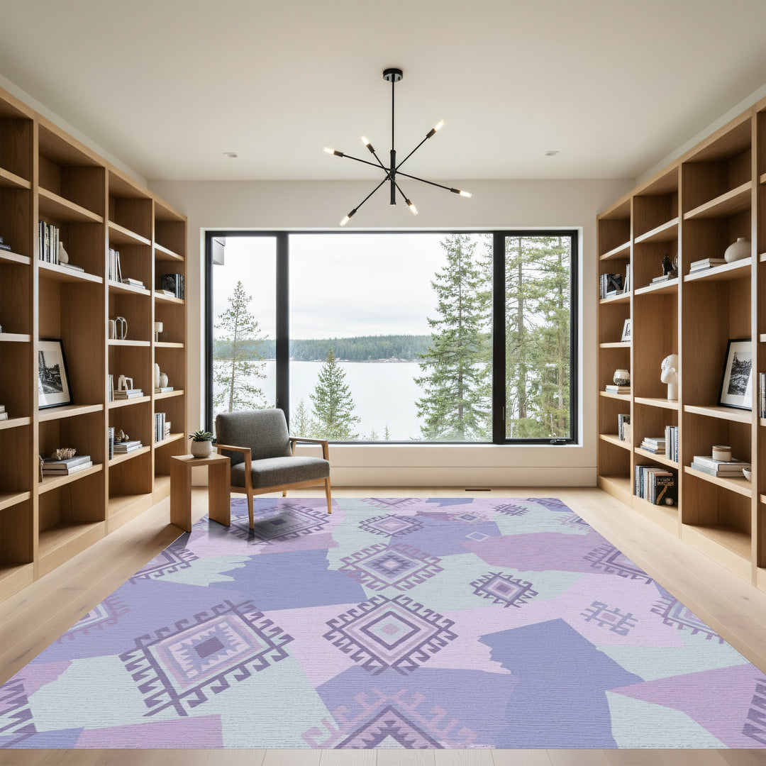 Lavender Diamond Medallion Patchwork Rug
