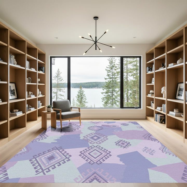 Lavender Diamond Medallion Patchwork Rug