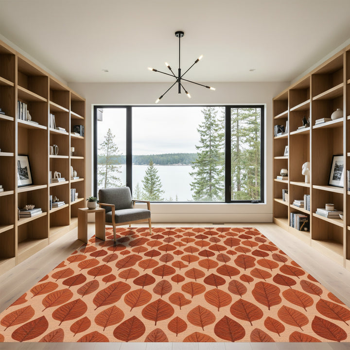 Earthy Autumn Leaf Arrangement Rug