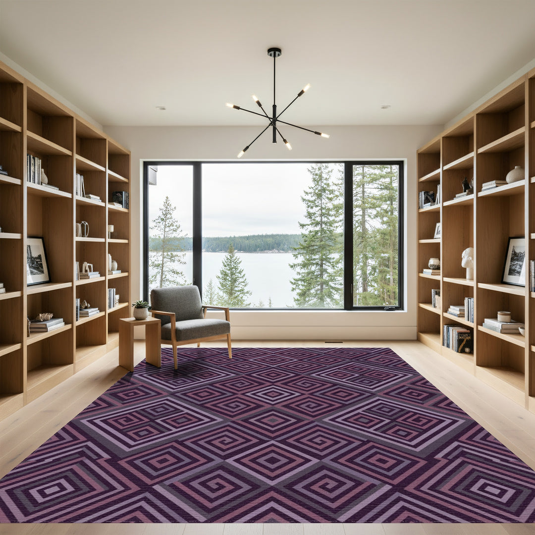 Plum Purple Diamond Maze Rug