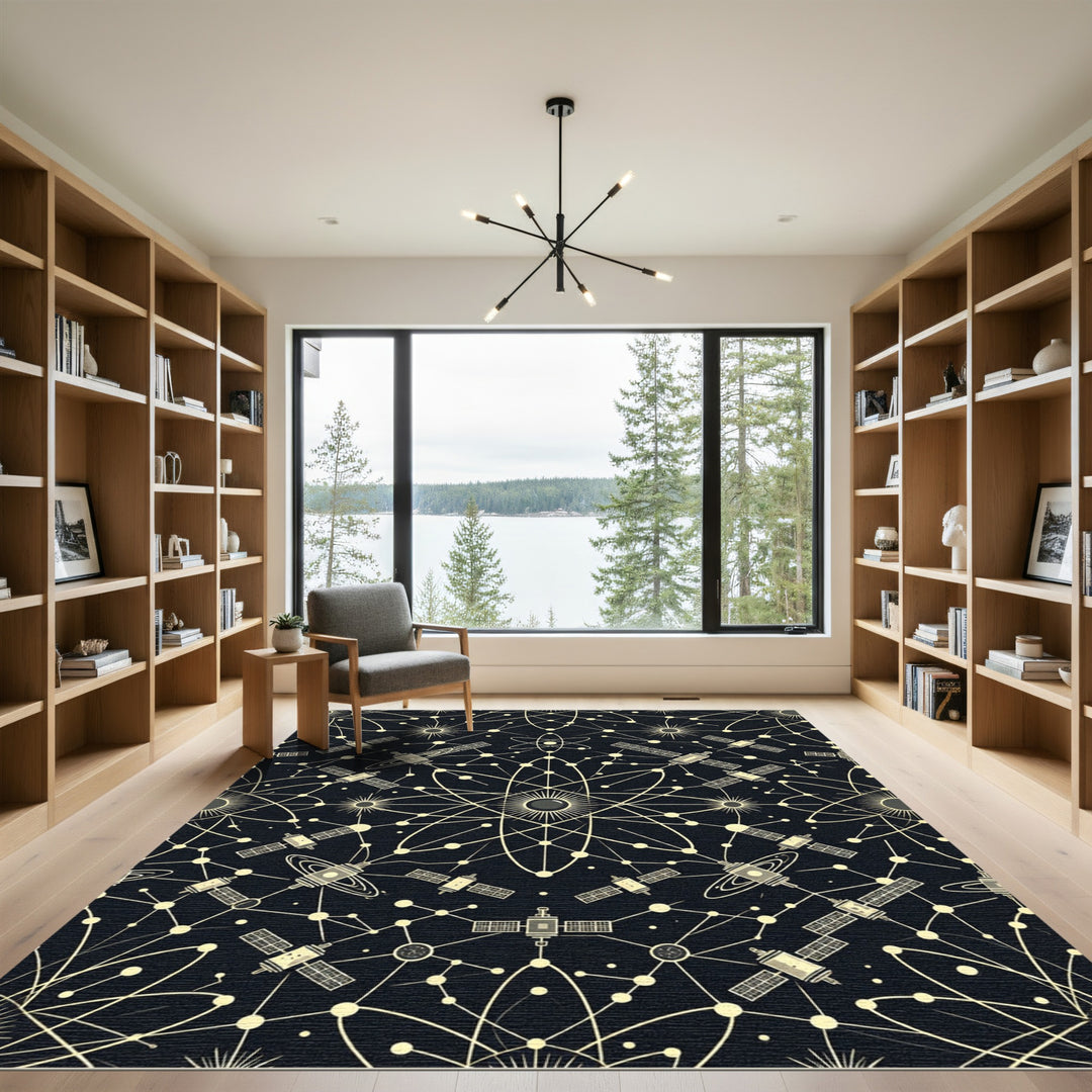 Cosmic Satellite Network Symmetrical Arrangement Rug