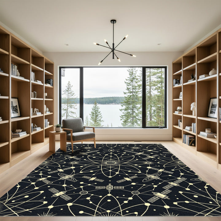 Cosmic Satellite Network Symmetrical Arrangement Rug
