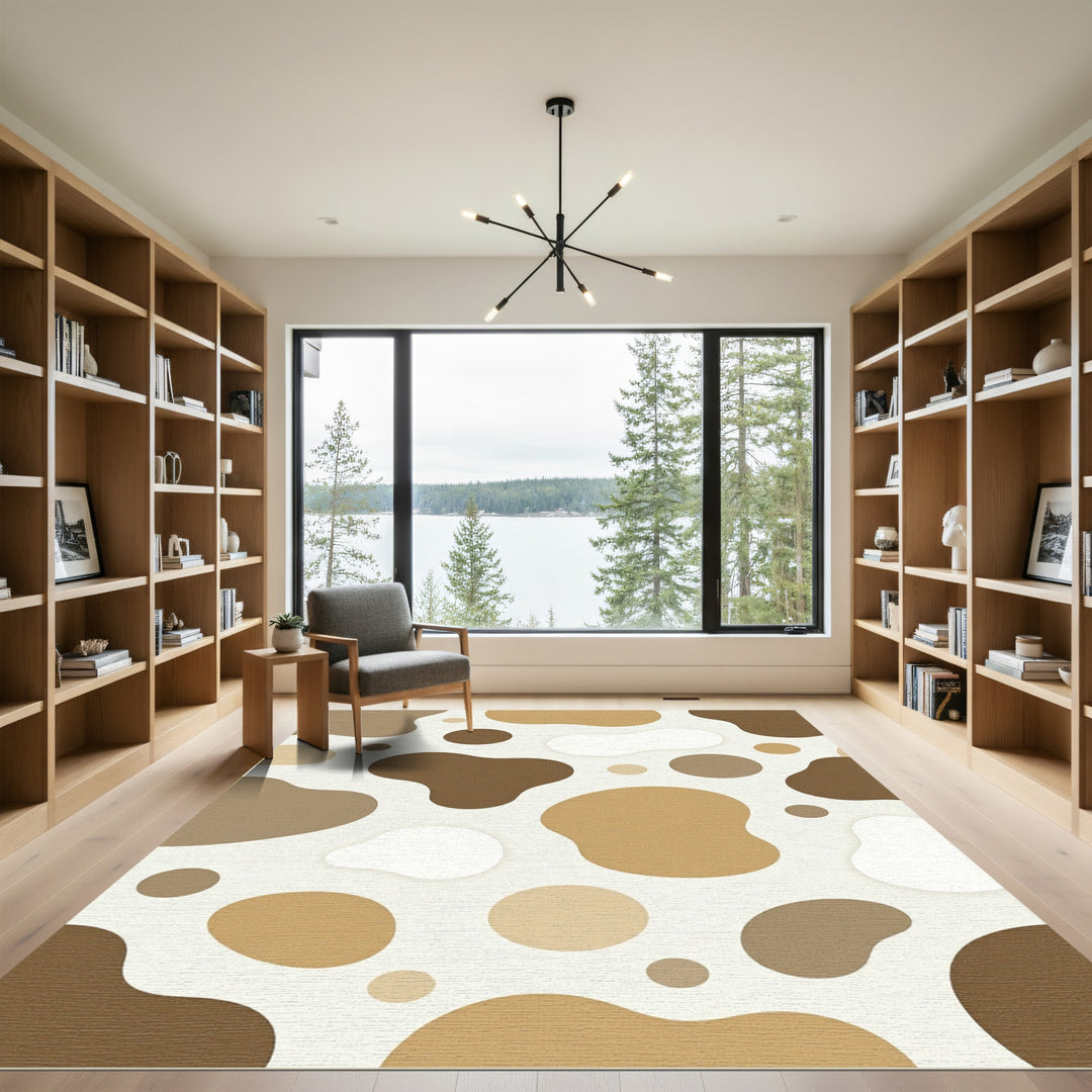 Brown Cream Abstract Splatter Rug