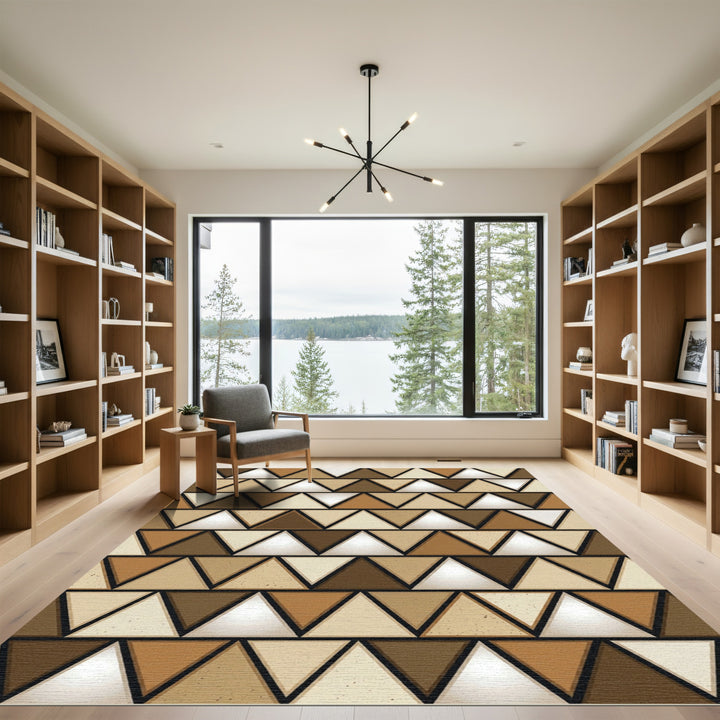 Earthy Tones Geometric Triangle Pattern Rug