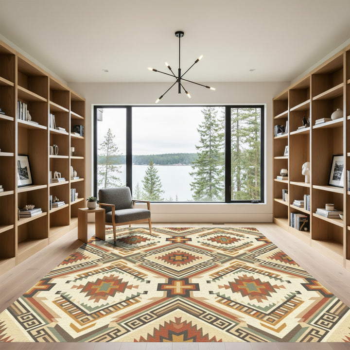 Earthy Southwest Diamond Geometric Rug
