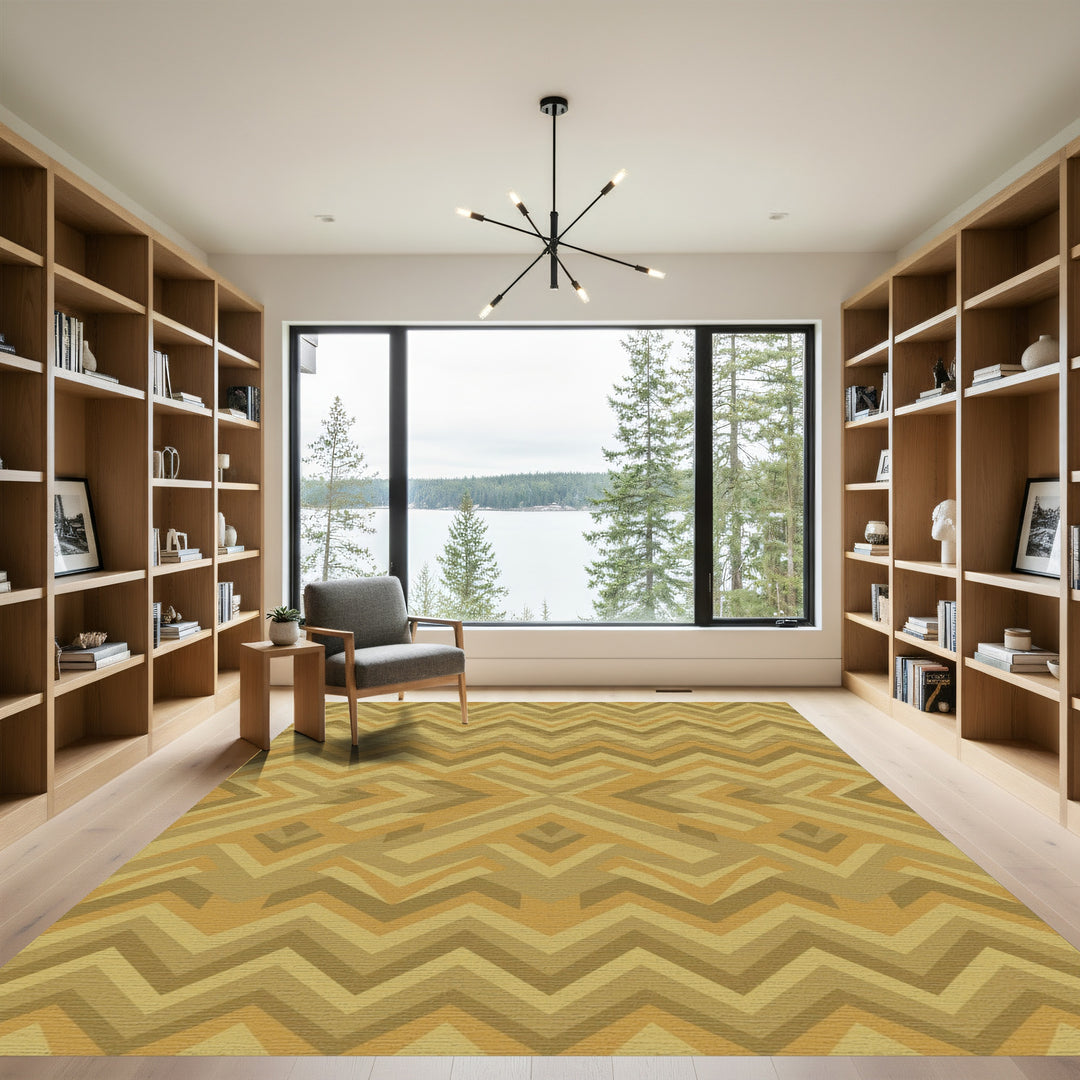 Earthy Tones Geometric Chevron Rug