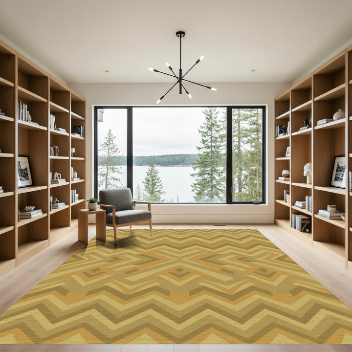 Earthy Tones Geometric Chevron Rug