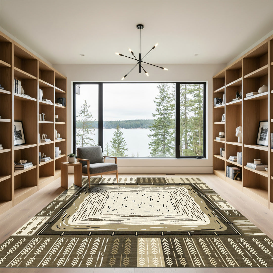 Earthy Wheat Field Square Rug