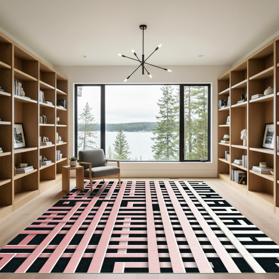 Pale Pink Lattice Intertwined Rug