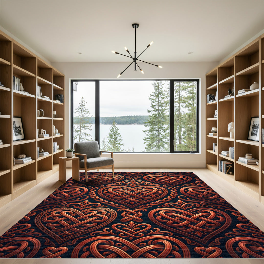 Ornate Copper Heart Celtic Knot Rug