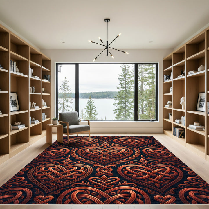 Ornate Copper Heart Celtic Knot Rug