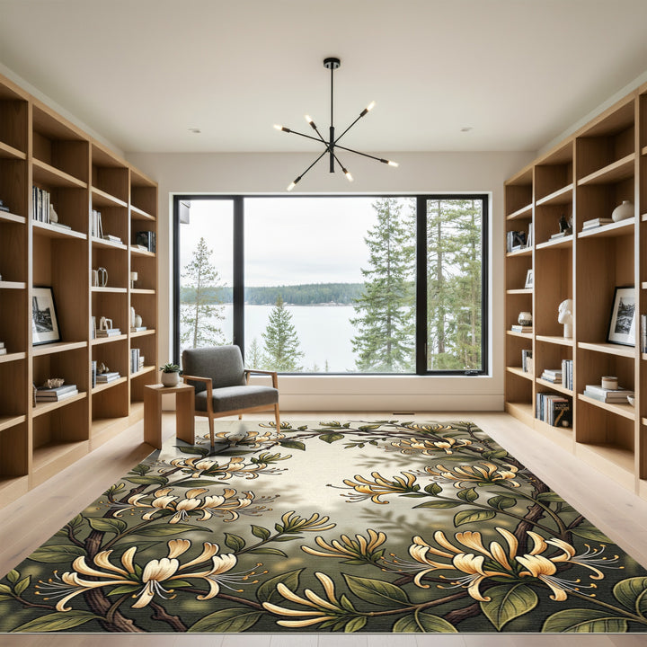 Golden Honeysuckle Floral Branches Rug