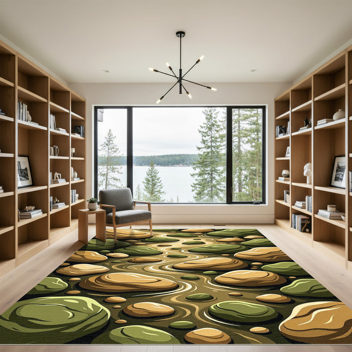 Earthy Stones Flowing River Water Rug