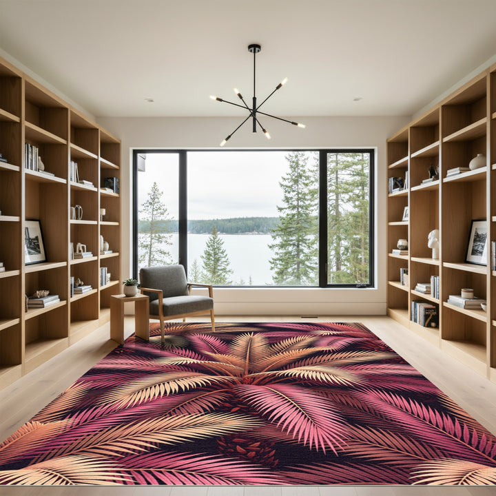 Pink Peach Palm Frond Fantasy Rug