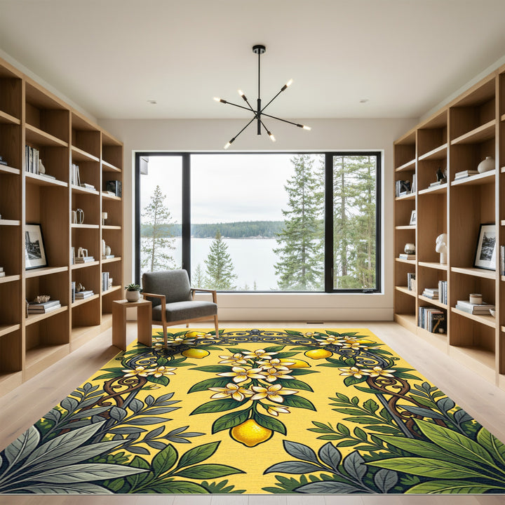 Vibrant Yellow Lemon Blossom Arch Rug