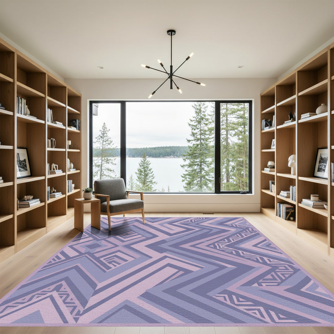 Geometric Lavender Chevron Abstract Rug