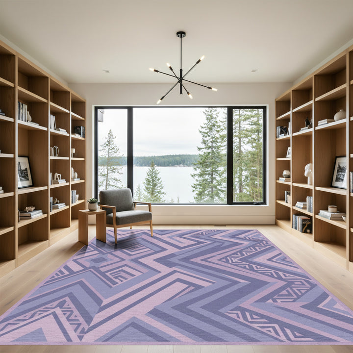 Geometric Lavender Chevron Abstract Rug