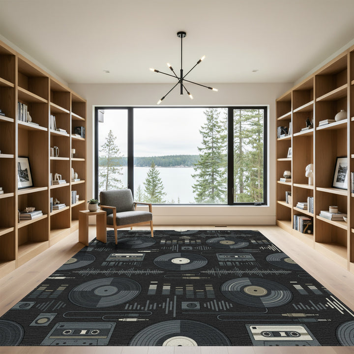 Retro Vinyl Cassette Equalizer Graphic Rug