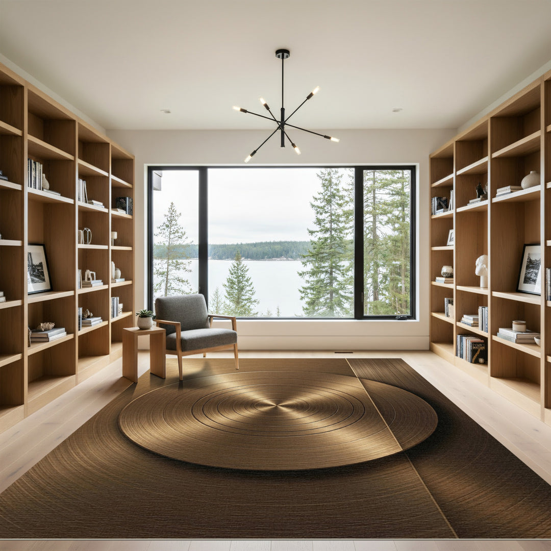 Bronze Metallic Concentric Circles Rug