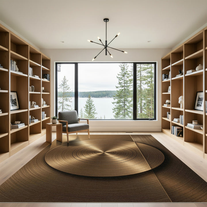 Bronze Metallic Concentric Circles Rug