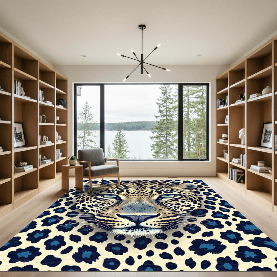 Wild Blue Eyed Leopard Spots Rug