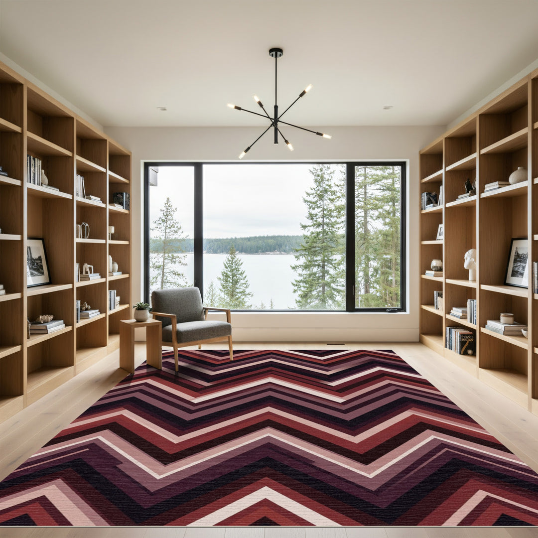Bold Burgundy Chevron Zigzag Rug