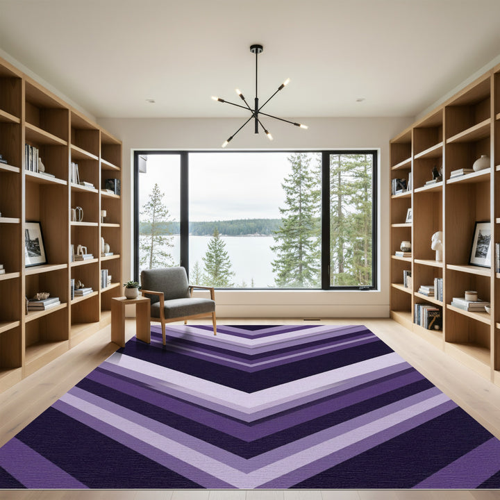 Purple Chevron Layered Modern Rug