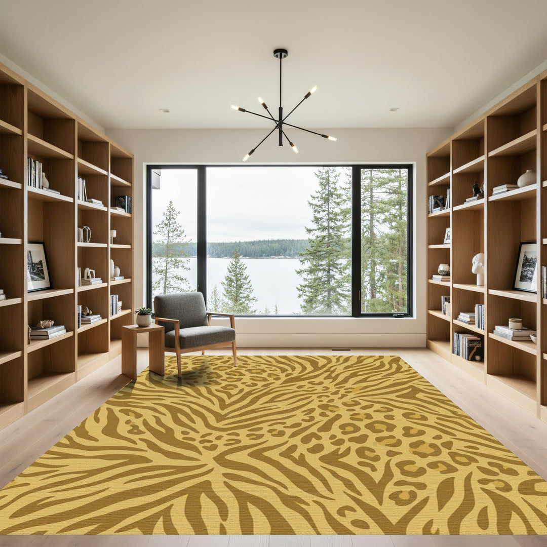 Golden Leopard Zebra Mix Rug