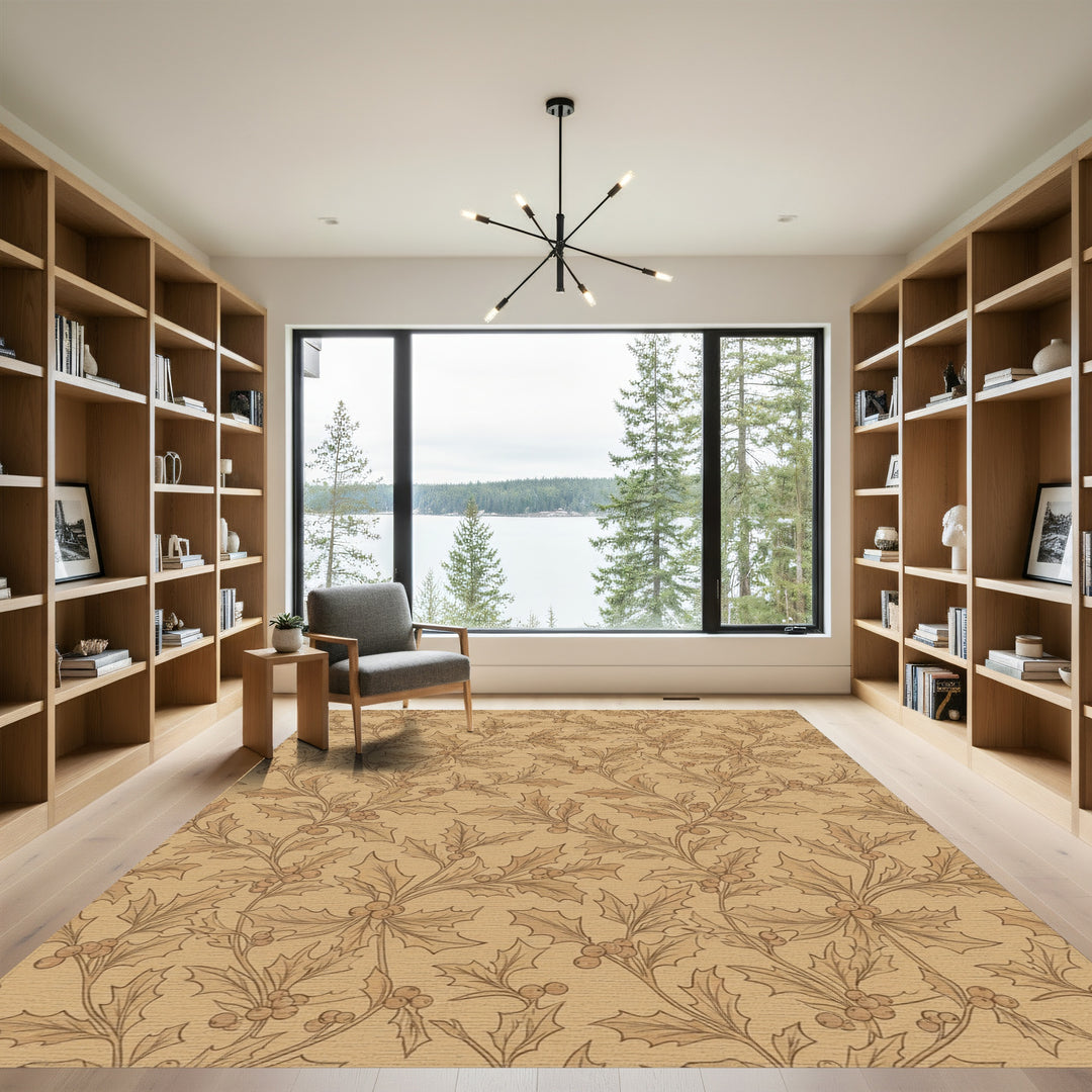 Antique Tan Holly Leaf Vine Rug