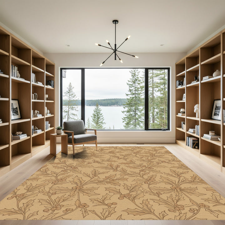 Antique Tan Holly Leaf Vine Rug