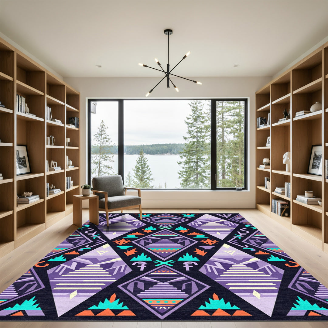 Purple Aztec Step Pyramid Rug
