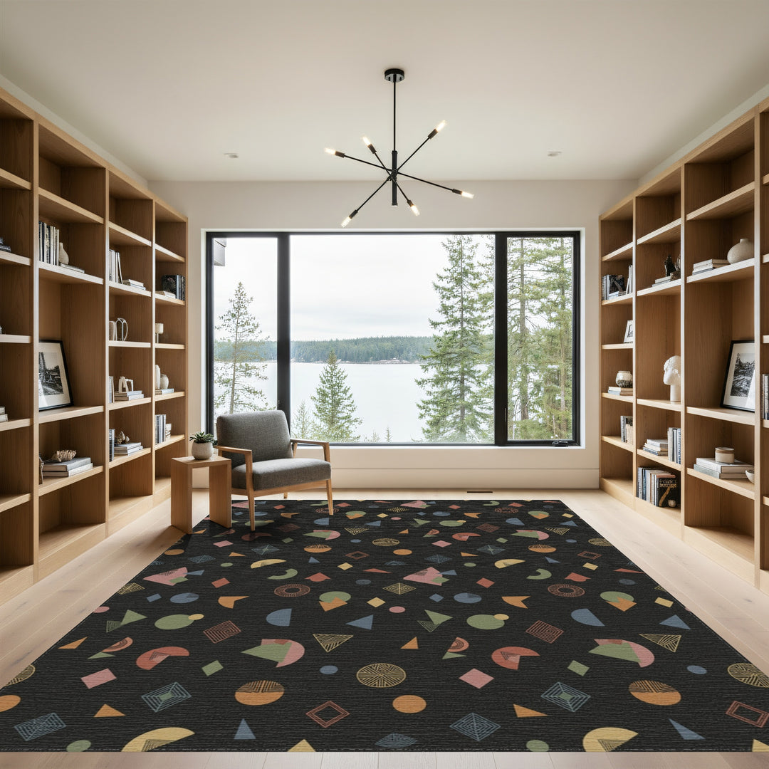 Retro Earthy Geometric Shapes Rug