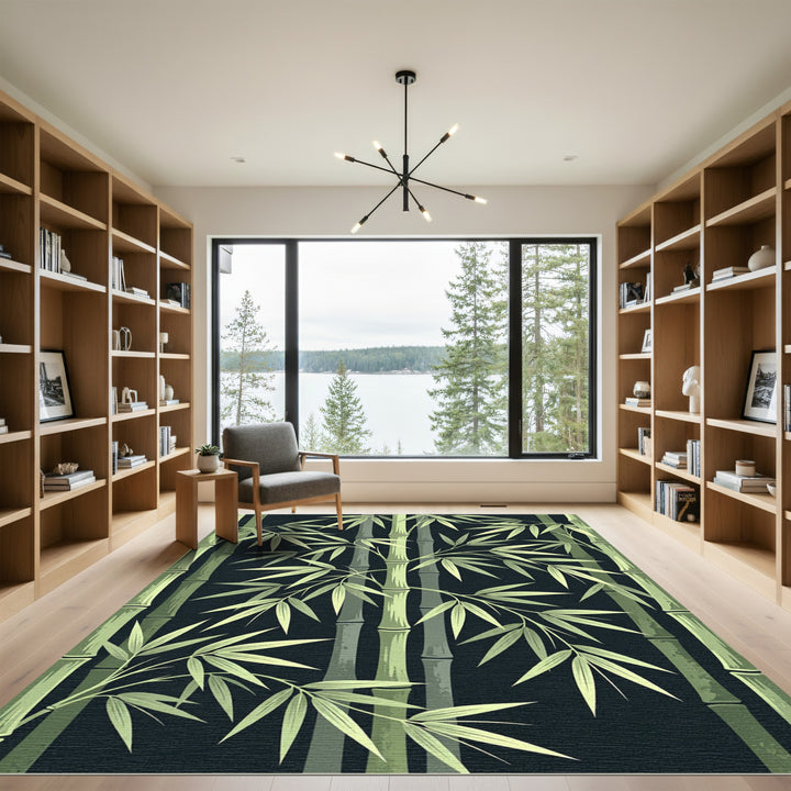 Green Bamboo Forest Foliage Rug