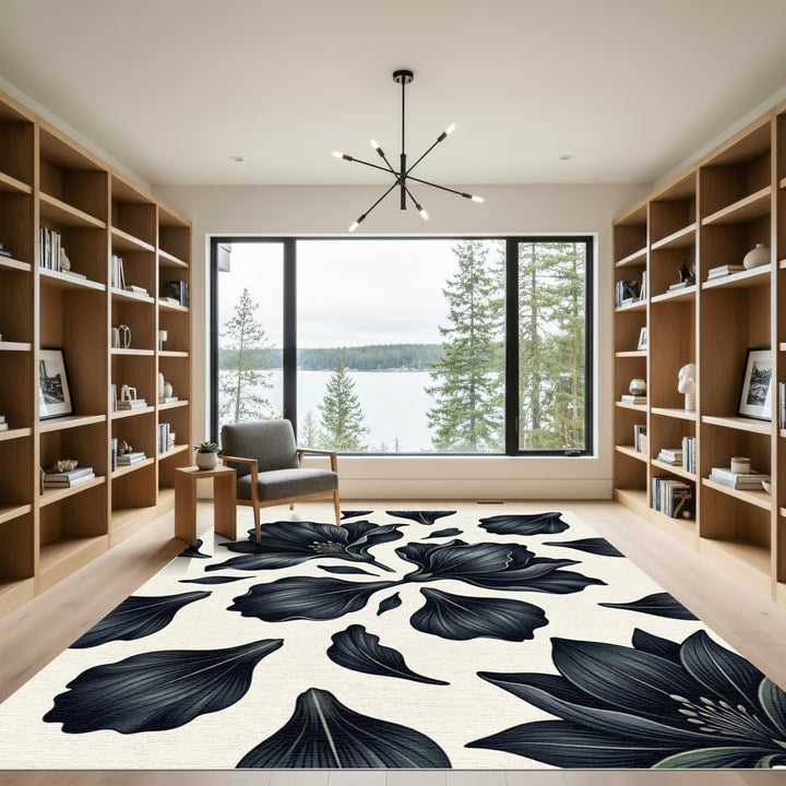 Dark Onyx Floral Accent Rug