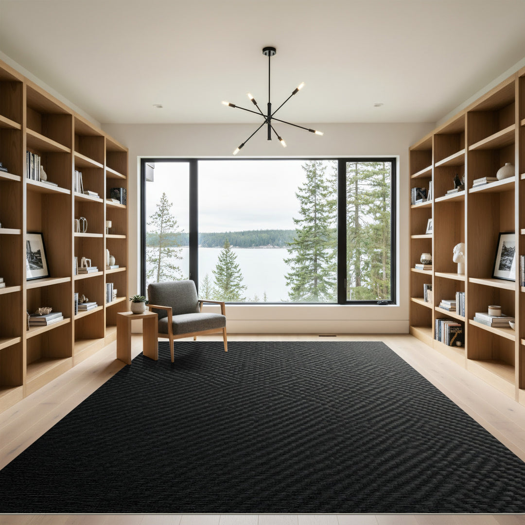 Charcoal Chevron Weave Texture Rug