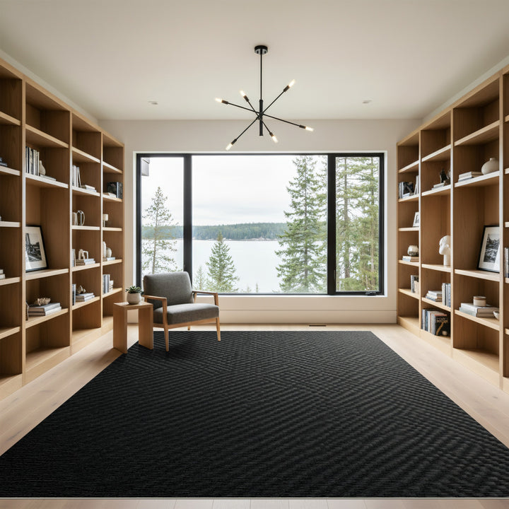 Charcoal Chevron Weave Texture Rug